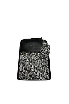 WOMEN'S BLACK LOGOED BACKPACK IN BAROQUE ROCCO ECO-LEATHER ROCCO BAROCCO | RBR910B3202NERO